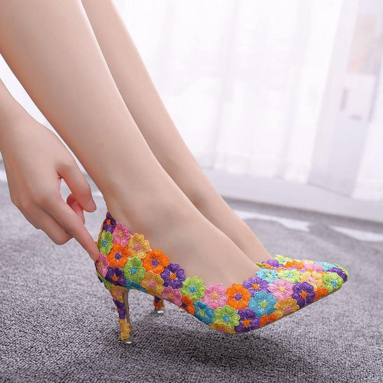Amazon.com | Women's Dress Sexy Pumps/Camo Patterned High Heels/Unique  Bridal Wedding Turquoise Closed Toe Wide Feet Heels/Bright Yellow Green  Patterned Pumps Size 9 | Pumps