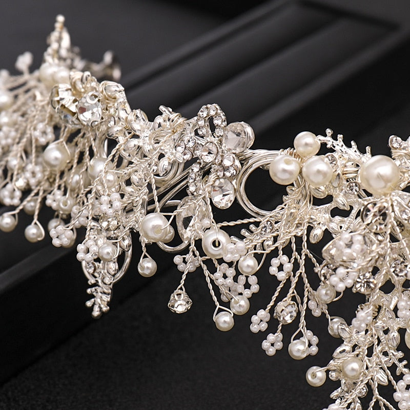 
                      
                        Trendy Handmade  Baroque Rhinestone Pearl Crystal Wedding Bridal Crown Hair Accessory - TulleLux Bridal Crowns &  Accessories 
                      
                    