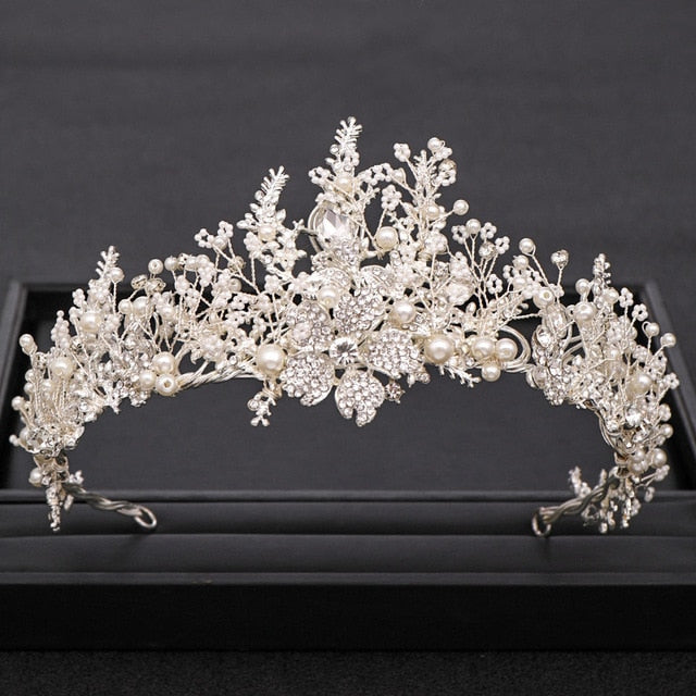 Trendy Handmade  Baroque Rhinestone Pearl Crystal Wedding Bridal Crown Hair Accessory - TulleLux Bridal Crowns &  Accessories 