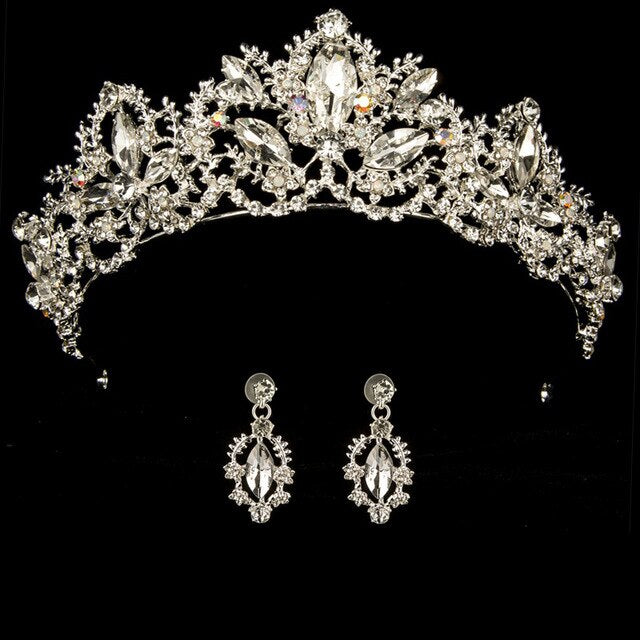 Baroque Tiara Headband Jewelry Ornament in Multiple Colors with Earrin ...