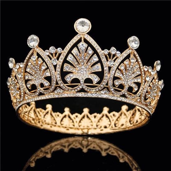 Load image into Gallery viewer, Baroque Bridal Crown Headdress Tiaras  Bride Wedding Hair Accessories - TulleLux Bridal Crowns &amp;amp;  Accessories 
