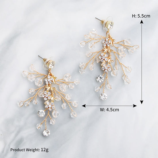 Handmade Austrian Crystal Bridal Floral Earrings Jewelry Accessory - TulleLux Bridal Crowns &  Accessories 