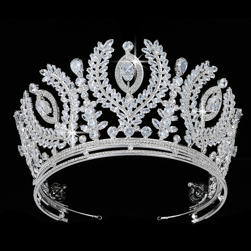 Luxurious Cubic Zirconia Crystal Crown Wedding Pageant Event Tiara - TulleLux Bridal Crowns &  Accessories 