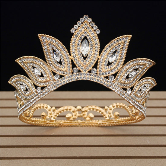 Load image into Gallery viewer, Royal Queen Fashion Crystal  Tiara  Crown Pageant Hair Jewelry Accessories - TulleLux Bridal Crowns &amp;amp;  Accessories 
