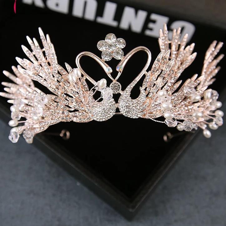 Swan Crystal Rhinestone Ballet Princess Crown Hair Accessories - TulleLux Bridal Crowns &  Accessories 