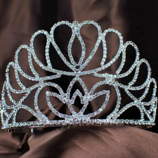 Floral Tiara Handmade Clear Crystal Crown Austrian Rhinestone Pageant Prom Crowns - TulleLux Bridal Crowns &  Accessories 