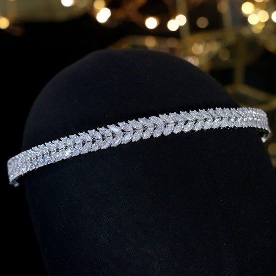Fine Cubic Zirconia Bridal  Hairband Headband - TulleLux Bridal Crowns &  Accessories 