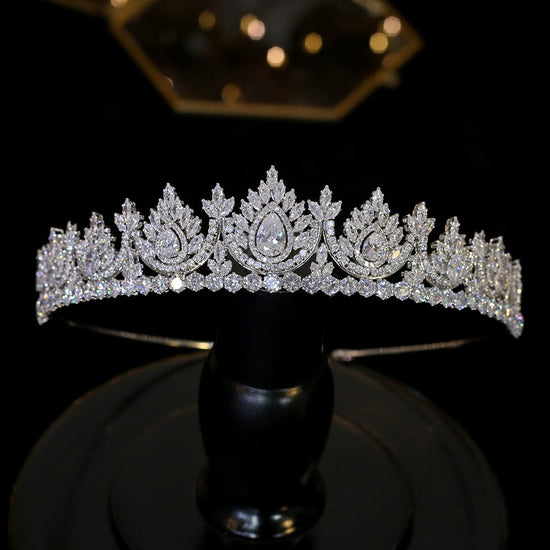 Load image into Gallery viewer, Luxury Cubic Zirconia  Bridal Crystal Crown Wedding Hair Accessories - TulleLux Bridal Crowns &amp;amp;  Accessories 
