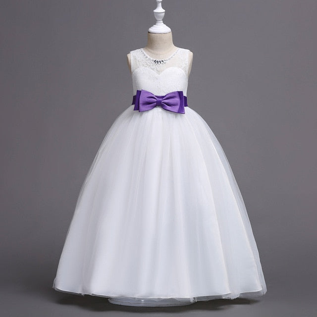  Bow Dream Flower Girl Dress Princess Long Girls Pageant Dresses  Kids Prom Puffy Tulle Ball Gown: Clothing, Shoes & Jewelry