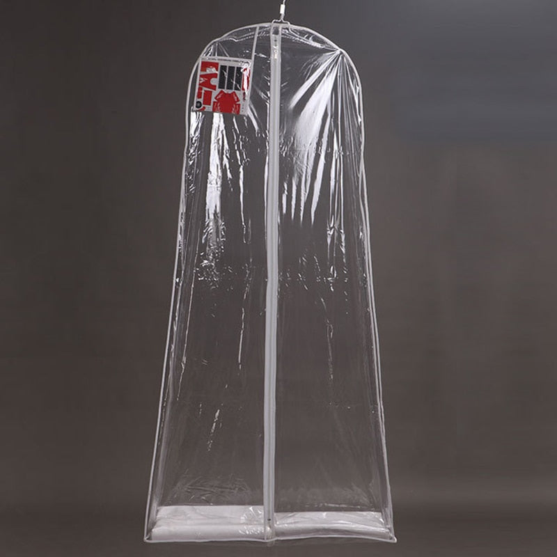 Two-sides Transparent Hanging Wedding Dress Storage Bag Water Dust Proof Cover - TulleLux Bridal Crowns &  Accessories 