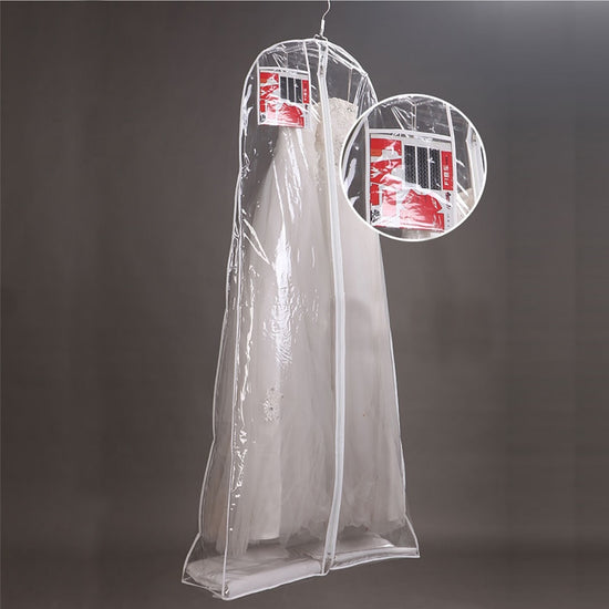 Load image into Gallery viewer, Two-sides Transparent Hanging Wedding Dress Storage Bag Water Dust Proof Cover - TulleLux Bridal Crowns &amp;amp;  Accessories 
