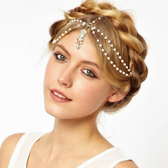 Load image into Gallery viewer, 1pc Boho Hair Band Head Dress Beaded Headband - TulleLux Bridal Crowns &amp;amp;  Accessories 
