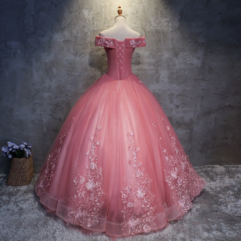 
                      
                        Pink Fashion Quinceañera Formal Off The Shoulder Floral Print Dress - TulleLux Bridal Crowns &  Accessories 
                      
                    
