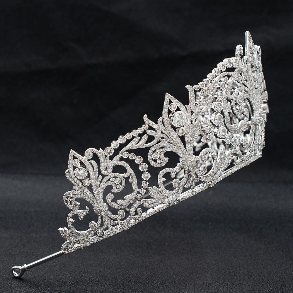 Classic Micro Inlaid Cubic Zirconia Princess Bridal Wedding Tiara Crown - TulleLux Bridal Crowns &  Accessories 