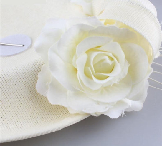 Luxurious Beige Kentucky Derby Cocktail Hat With Flower - TulleLux Bridal Crowns &  Accessories 