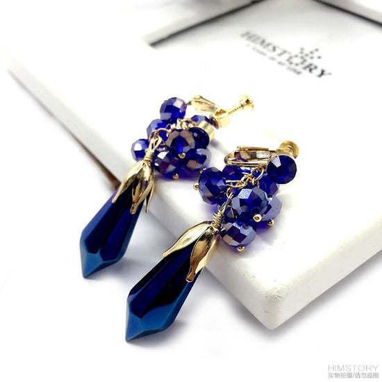 Big Blue Baroque Royal Retro Rhinestone Tiara & Earrings - TulleLux Bridal Crowns &  Accessories 