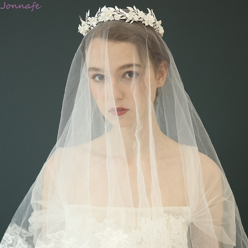 
                      
                        Porcelain Flower Wedding Crown Bridal Hair Tiara Silver Color Leaf Headpiece - TulleLux Bridal Crowns &  Accessories 
                      
                    