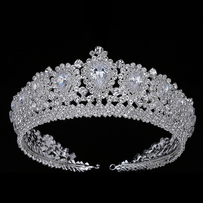 Load image into Gallery viewer, Zirconia Crystal Wedding or Pageant Crown Diadem Tiara - TulleLux Bridal Crowns &amp;amp;  Accessories 
