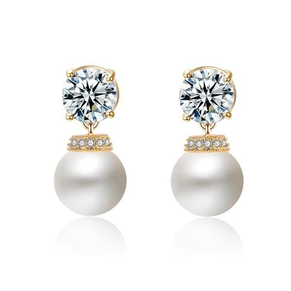 
                      
                        Fashion Round Simulated Pearl & Zirconia Long Drop Earrings Bridal Wedding Jewelry - TulleLux Bridal Crowns &  Accessories 
                      
                    