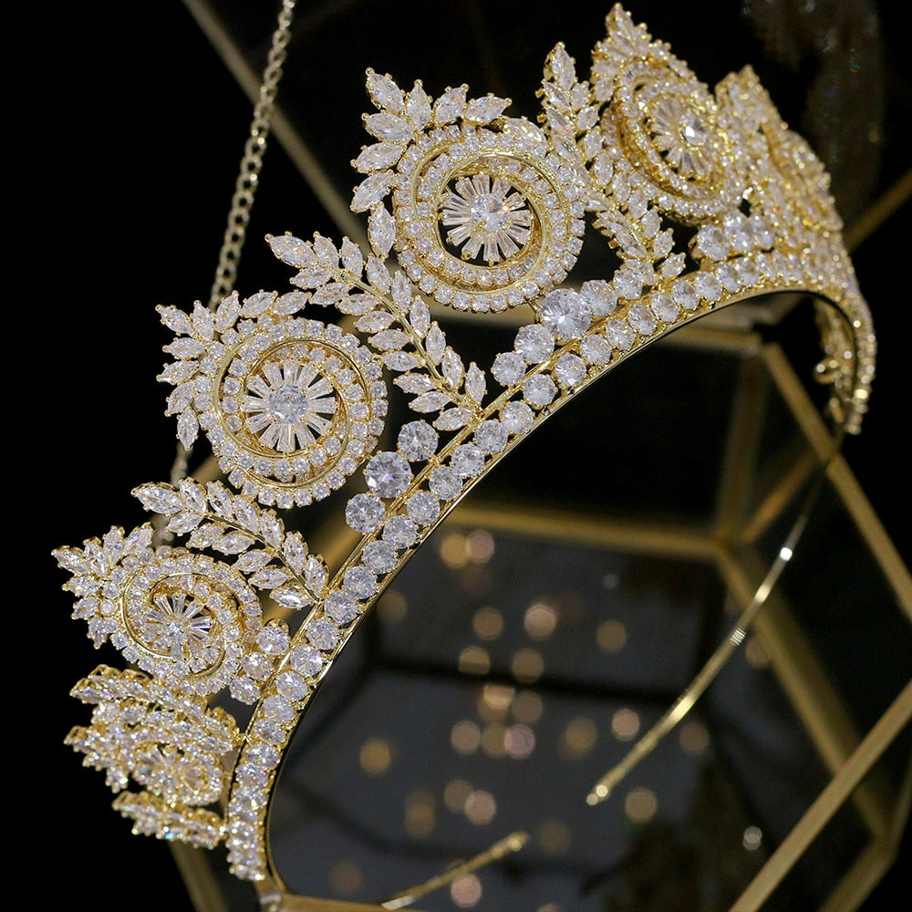 Luxury Gold Large Baroque Crystal Bridal Wedding Crown - TulleLux Bridal Crowns &  Accessories 