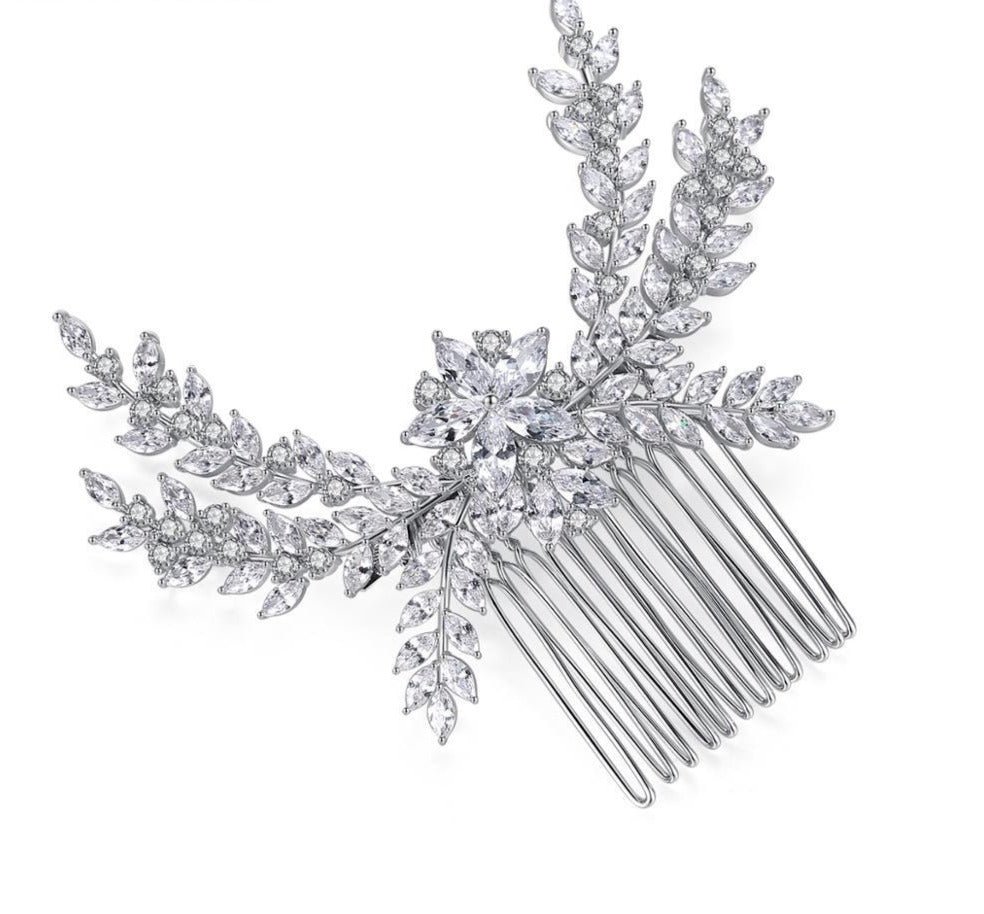 Load image into Gallery viewer, Luxury  High Quality Clear Cubic Zircon Bridal Wedding Hair Comb - TulleLux Bridal Crowns &amp;amp;  Accessories 
