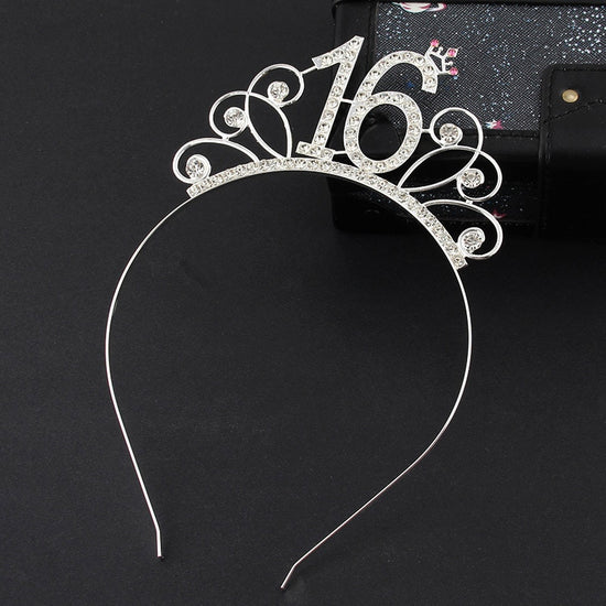 Sweet 16 Birthday Crown Rhinestone Tiara Headband Girl Hair Accessories 16th Birthday Party Hat Decoration Favor Gift - TulleLux Bridal Crowns &  Accessories 