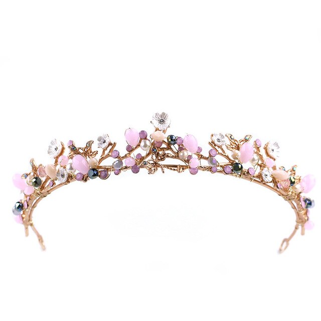Girls Sweet Pink Tiara  Delicate Shining Rhinestone Round Hair Accessory - TulleLux Bridal Crowns &  Accessories 