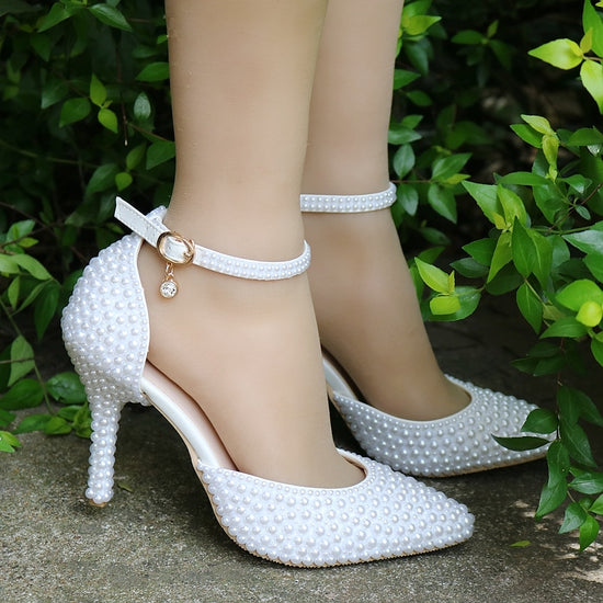 SheSole White Flat Sandals for Women T Strap Pearls Beach Wedding Shoes -  Walmart.com