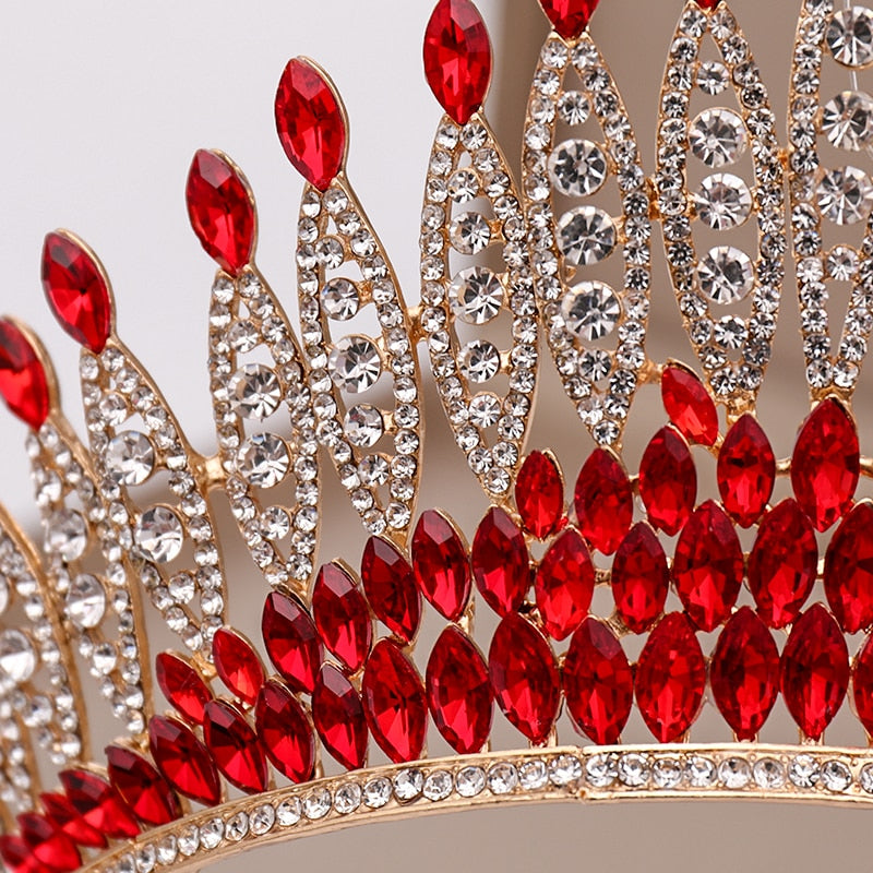 Trendy Silver or Red Rhinestone Crystal Tall Crown Bridal Wedding Tiara  Beauty Pageant - TulleLux Bridal Crowns &  Accessories 