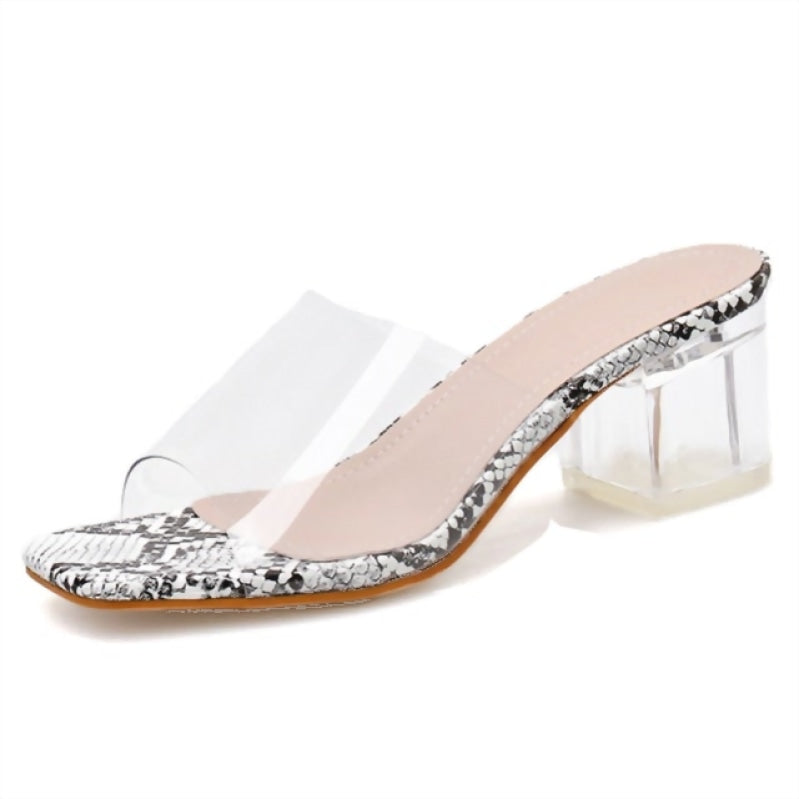 Clear Transparent Slipper Peep Toe Square Mules Dress Pump Shoes - TulleLux Bridal Crowns &  Accessories 
