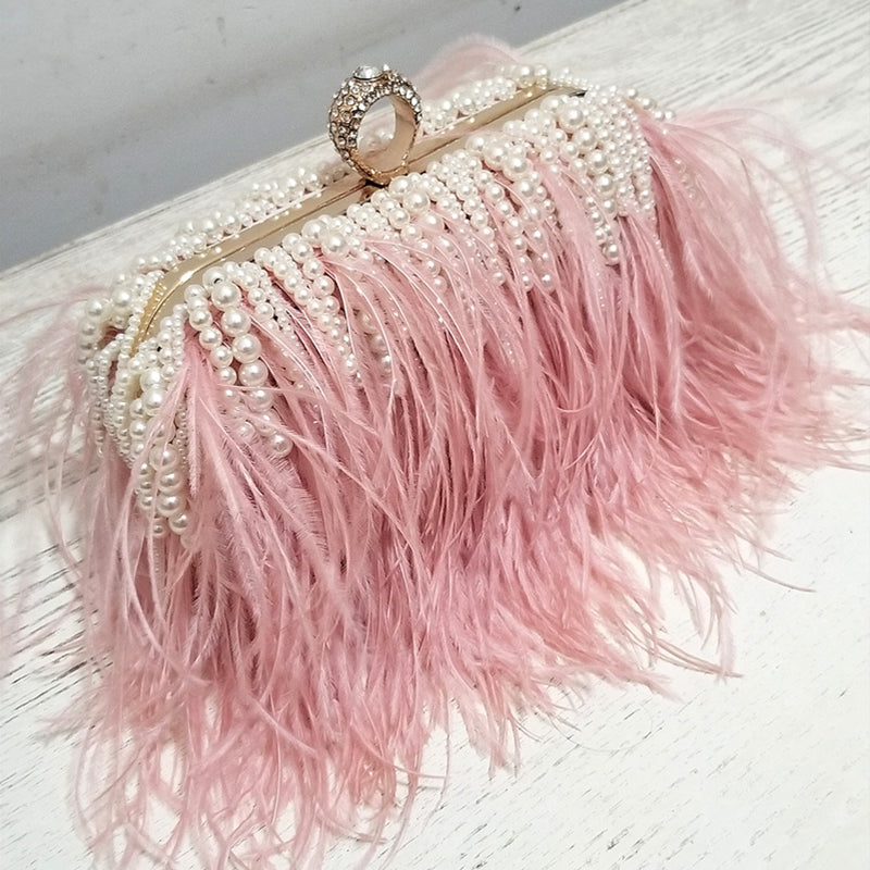 Ladies Pink Handbag Pearl Clutch Luxury Design - TulleLux Bridal Crowns &  Accessories 