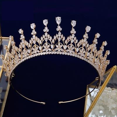 Load image into Gallery viewer, Silver Full Zircon Crystal Bride Tiara Crown Wedding Jewelry Accessory - TulleLux Bridal Crowns &amp;amp;  Accessories 
