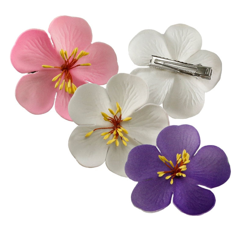 Flower Hair Clip Barrette Multi Color Glass Crystal Floral