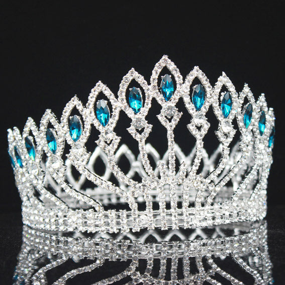 Luxurious Sparkling Crystal Baroque Queen King Tiara Pageant Crown - TulleLux Bridal Crowns &  Accessories 