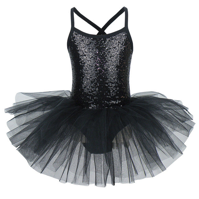 Ballerina Girls Costume Sequined Tutu Leotard Dance Wear Gymnastic Dress