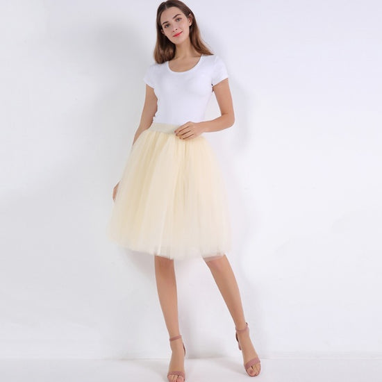 5 Layers 60cm Princess Midi Tulle Pleated Dance Tutu Party Skirts
