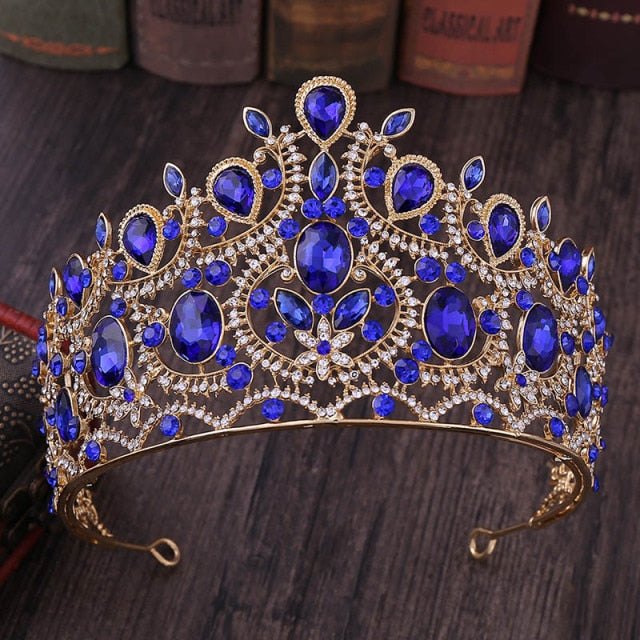 Vintage Baroque Tall Crystal Multiple Colors Tiaras Crown - TulleLux Bridal Crowns &  Accessories 
