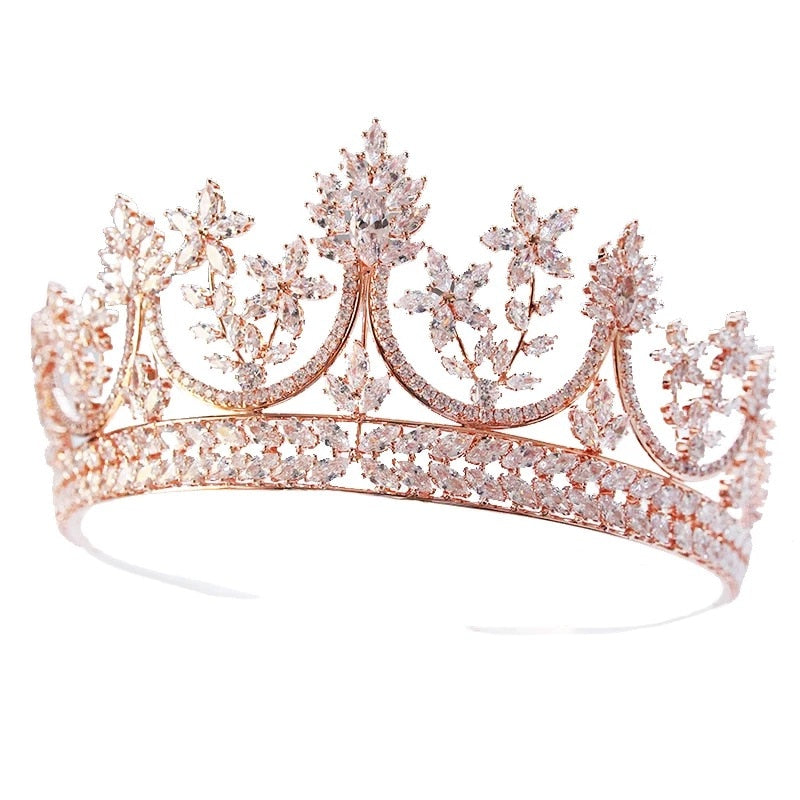 Royal Crystal Rose Gold Bridal Wedding Tiara Crown - TulleLux Bridal Crowns &  Accessories 