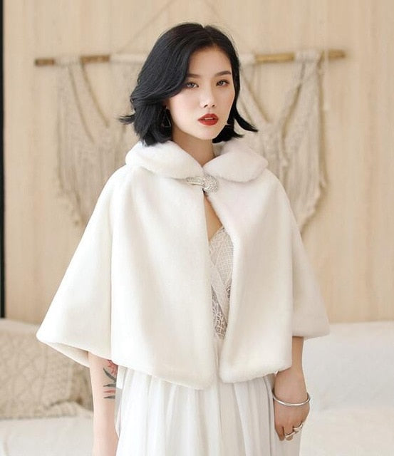 
                      
                        Formal Evening Faux Fur Winter Shawl Wrap - TulleLux Bridal Crowns &  Accessories 
                      
                    