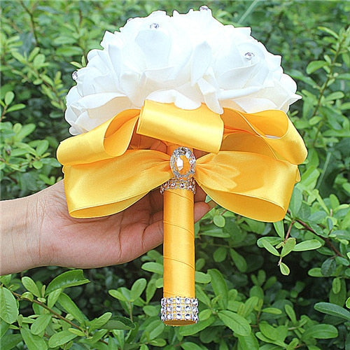 Load image into Gallery viewer, Foam Rose Bridesmaid Wedding Flower Bouquet in 14 Colors - TulleLux Bridal Crowns &amp;amp;  Accessories 
