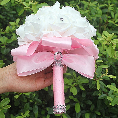 Load image into Gallery viewer, Foam Rose Bridesmaid Wedding Flower Bouquet in 14 Colors - TulleLux Bridal Crowns &amp;amp;  Accessories 
