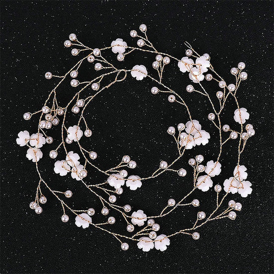 Load image into Gallery viewer, Delicate Elegant Hair Bridal Wedding Simulation Pearl  Flower Hair Vine - TulleLux Bridal Crowns &amp;amp;  Accessories 
