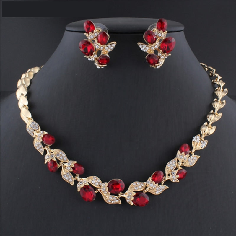 Cubic Zirconia Formal Event Necklace Earring Set in Three Colors