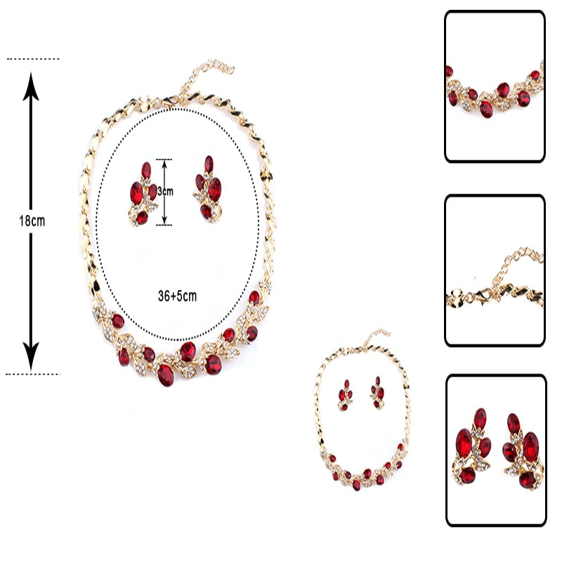 Cubic Zirconia Formal Event Necklace Earring Set in Three Colors