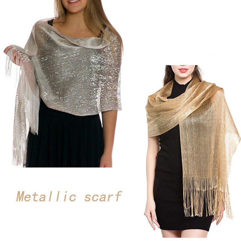 
                      
                        Elegant Metallic Evening Party Dress Shawl Scarf in Many Colors - TulleLux Bridal Crowns &  Accessories 
                      
                    