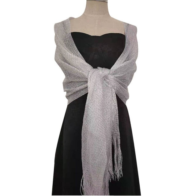 
                      
                        Elegant Metallic Evening Party Dress Shawl Scarf in Many Colors - TulleLux Bridal Crowns &  Accessories 
                      
                    