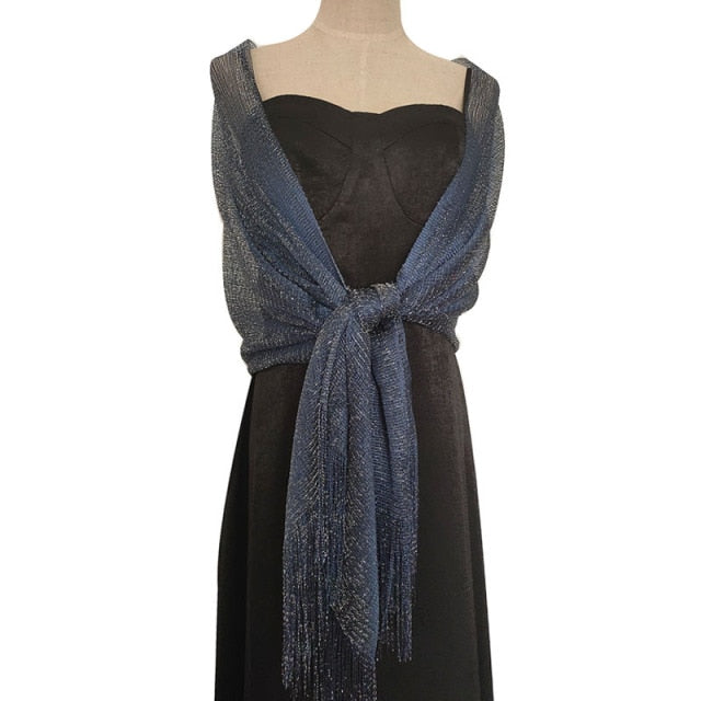 
                      
                        Elegant Metallic Evening Party Dress Shawl Scarf in Many Colors - TulleLux Bridal Crowns &  Accessories 
                      
                    