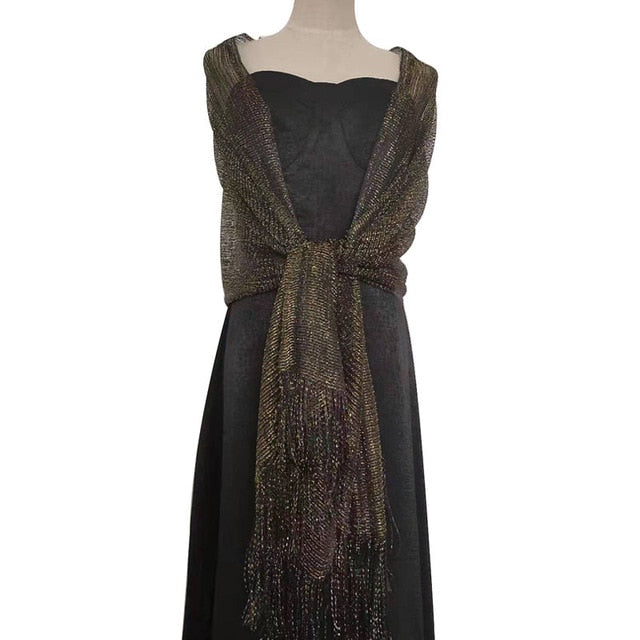 
                      
                        Elegant Metallic Evening Party Dress Shawl Scarf in Many Colors - TulleLux Bridal Crowns &  Accessories 
                      
                    