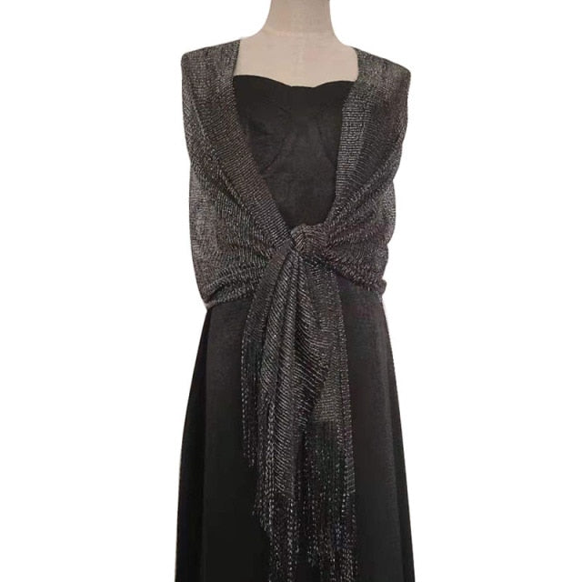 
                      
                        Elegant Metallic Evening Party Dress Shawl Scarf in Many Colors - TulleLux Bridal Crowns &  Accessories 
                      
                    