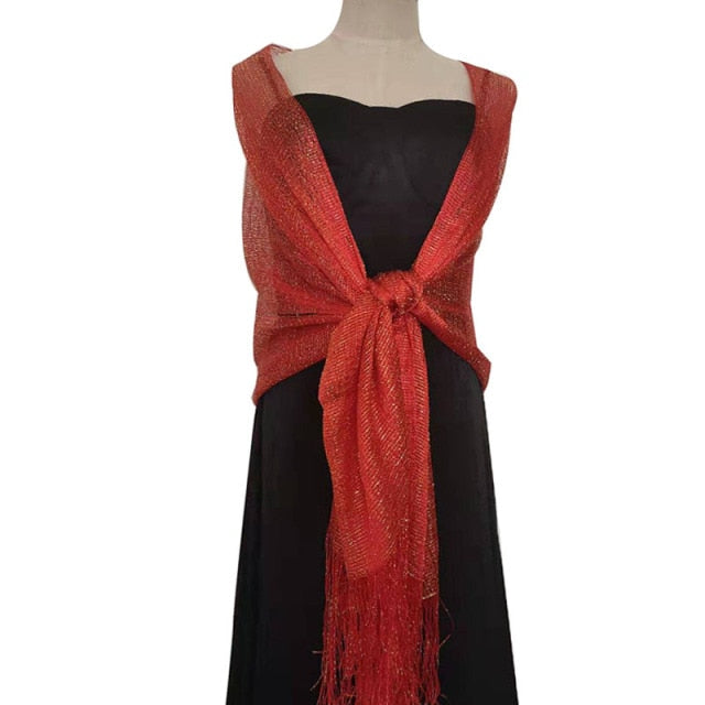 
                      
                        Elegant Metallic Evening Party Dress Shawl Scarf in Many Colors - TulleLux Bridal Crowns &  Accessories 
                      
                    